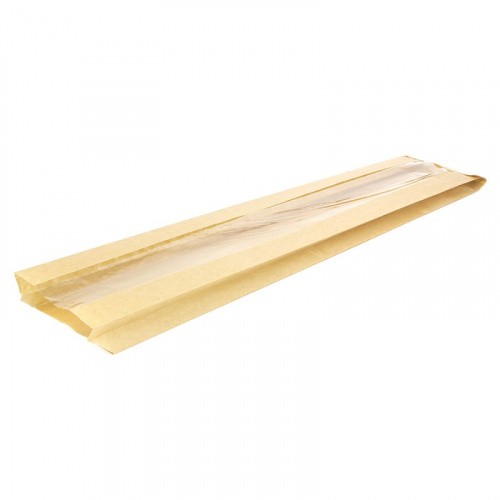 Бумажный пакет с плоским дном, 110(окно-50)*40*585 мм, крафт