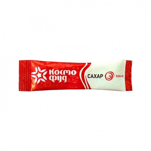Порционный сахар 10 г, ламинированная глянцевая бумага, 90х30 мм