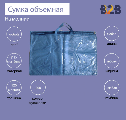 Сумка ПВХ, комбинированная со спанбондом, плоская, на молнии
