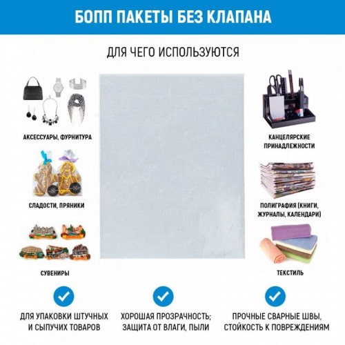 Пакеты 15х22 см БОПП без клапана, 25 мкм