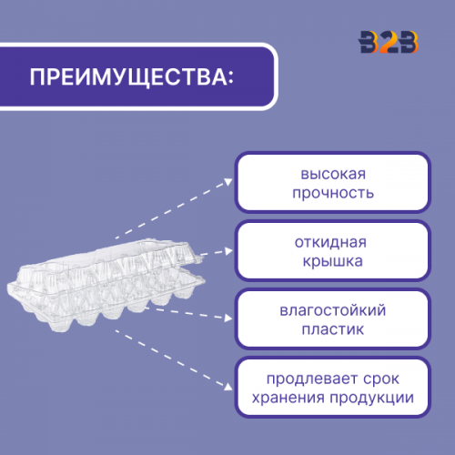 Упаковка для куриных яиц, 18 ячеек (пластик)