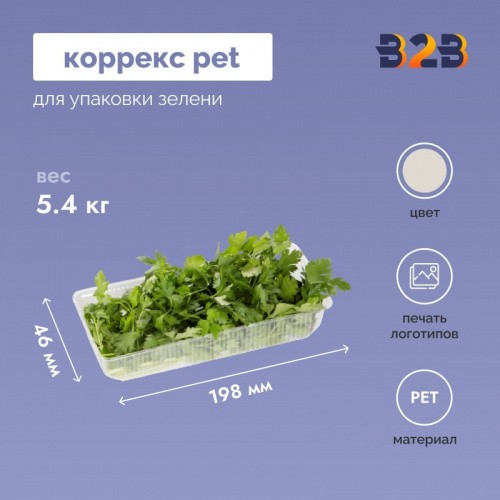 Коррекс PET упаковка для зелени 198x46x36мм, прозрачный (1280 шт.)